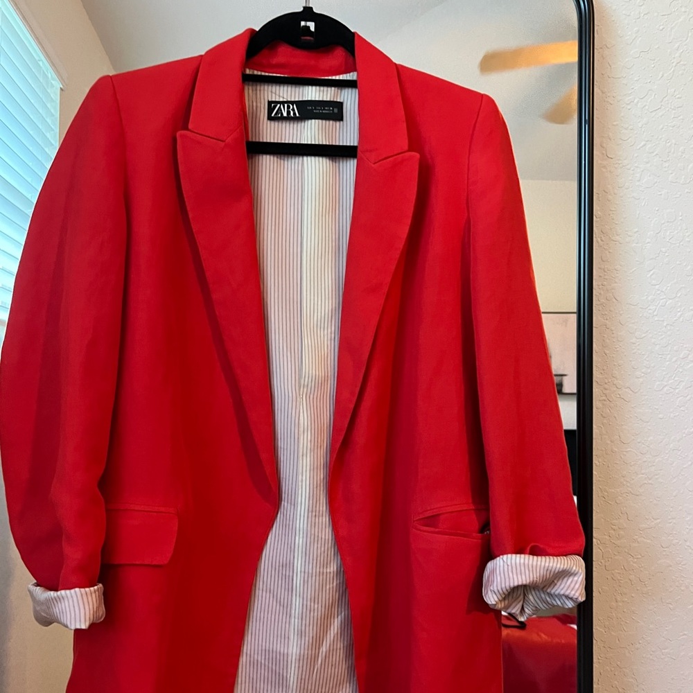 Zara linen blazer - Poppy